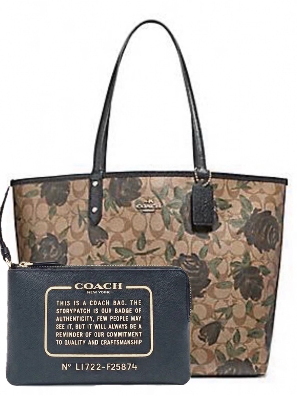 Coach 2017 NWT Reversible City Tote Camo Rose Floral Print (Style F25874) $375